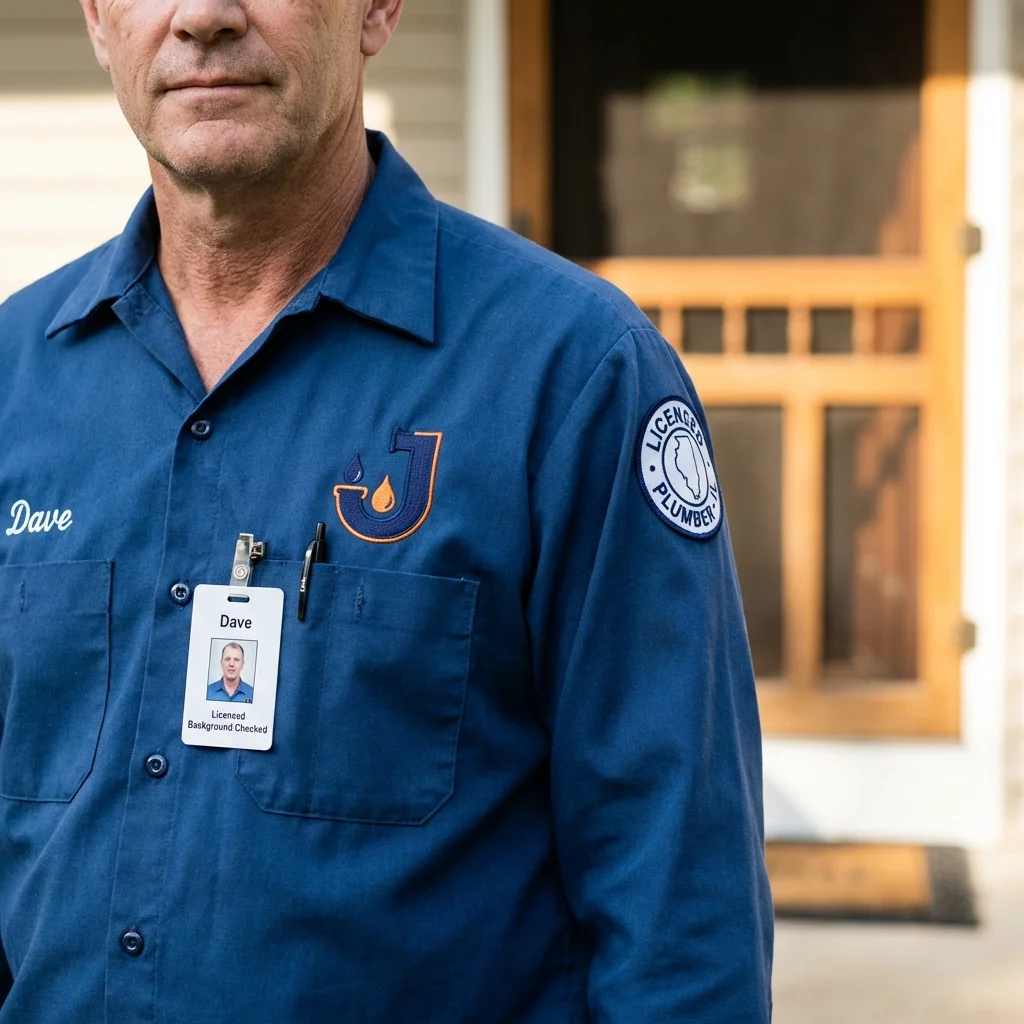 Licensed plumber showing ID badge in Hana, HI